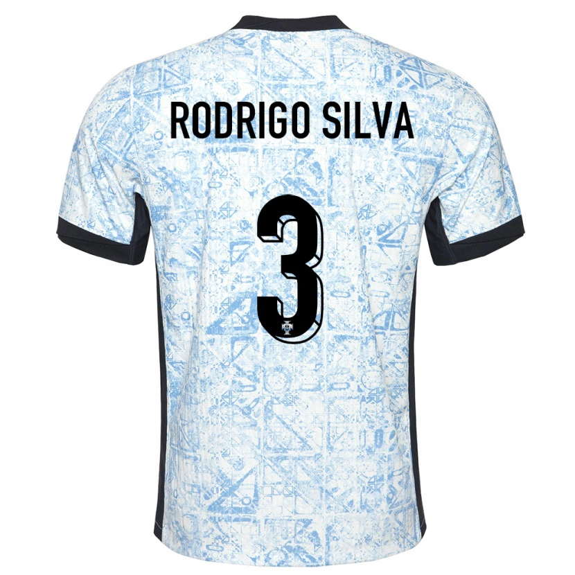 Danxen Dámské Portugalsko Rodrigo Silva #3 Krémově Modrá Daleko Hráčské Dresy 24-26 Dres