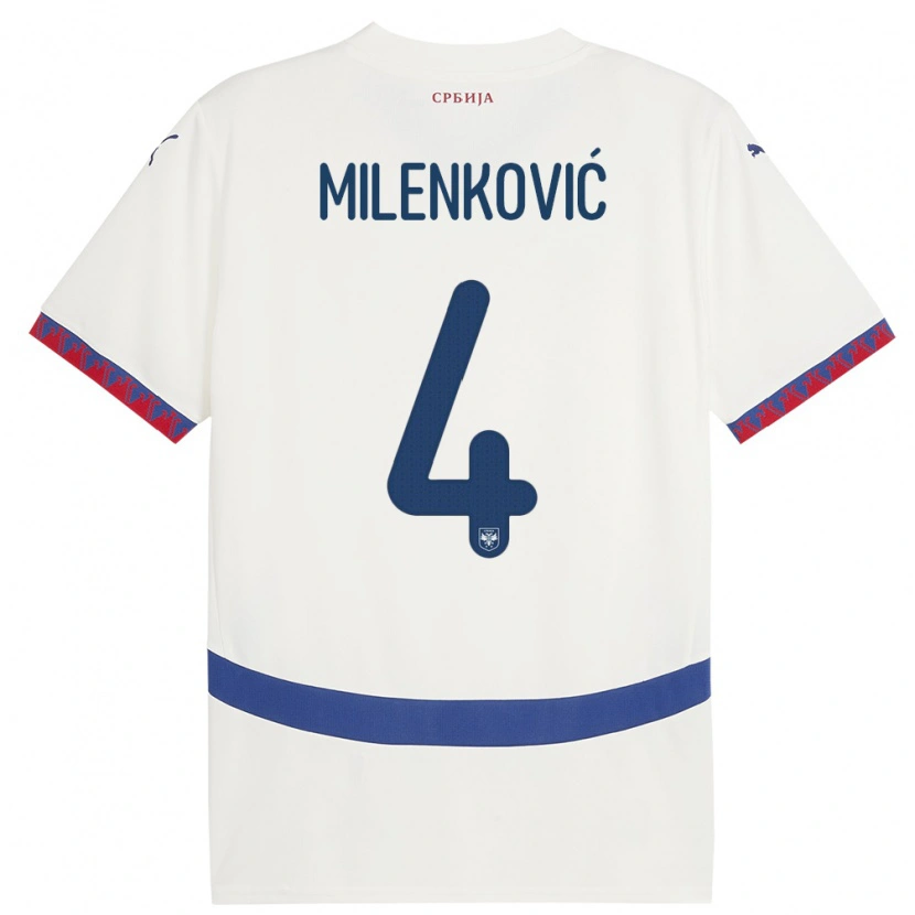 Danxen Dámské Srbsko Nikola Milenković #4 Bílý Daleko Hráčské Dresy 24-26 Dres