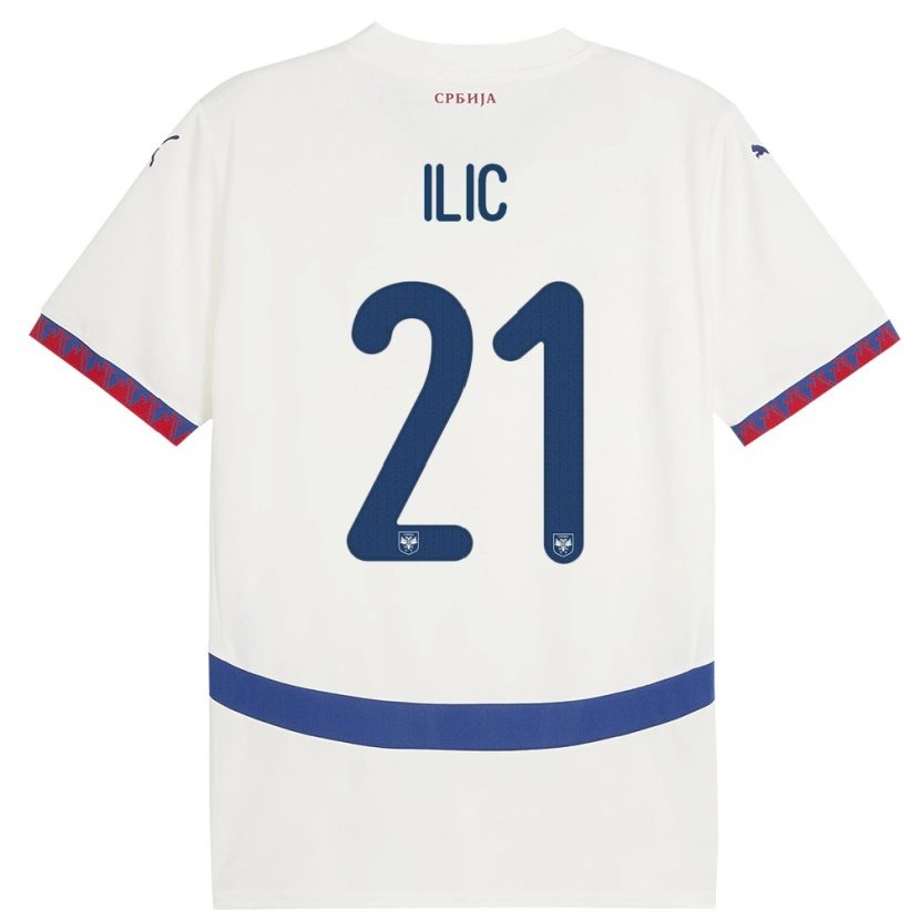 Danxen Dámské Srbsko Veljko Ilic #21 Bílý Daleko Hráčské Dresy 24-26 Dres