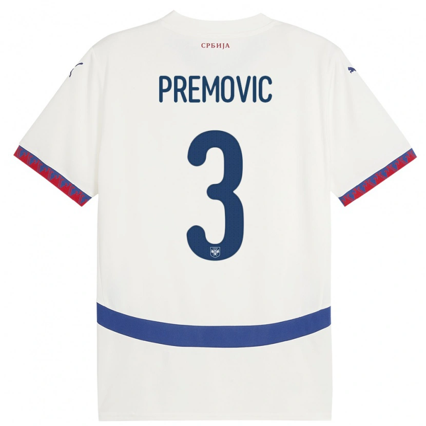 Danxen Dámské Srbsko Relja Premovic #3 Bílý Daleko Hráčské Dresy 24-26 Dres