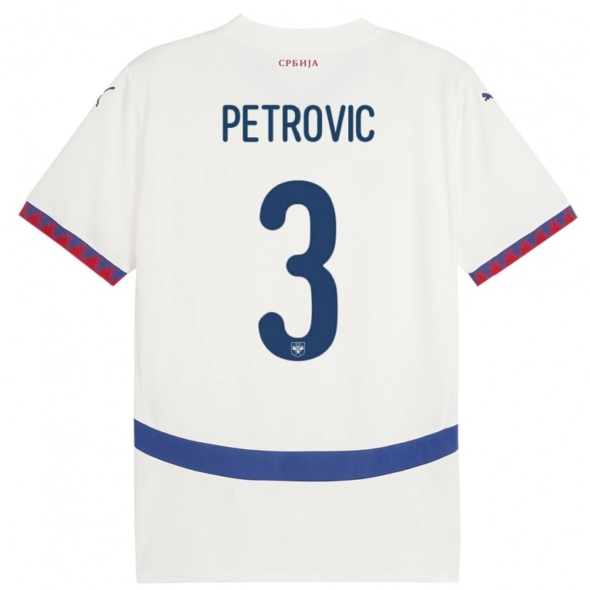 Danxen Dámské Srbsko Stefan Petrovic #3 Bílý Daleko Hráčské Dresy 24-26 Dres