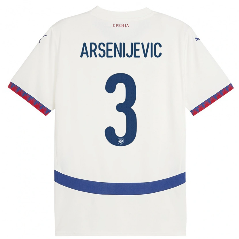 Danxen Dámské Srbsko Andrej Arsenijevic #3 Bílý Daleko Hráčské Dresy 24-26 Dres