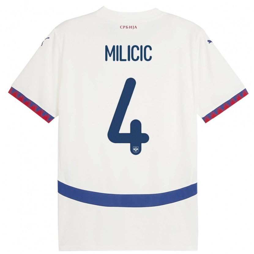 Danxen Dámské Srbsko Nikola Milicic #4 Bílý Daleko Hráčské Dresy 24-26 Dres