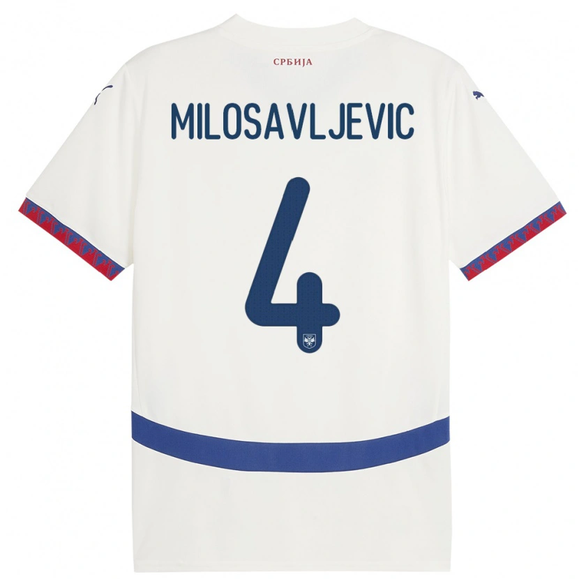Danxen Dámské Srbsko Veljko Milosavljevic #4 Bílý Daleko Hráčské Dresy 24-26 Dres