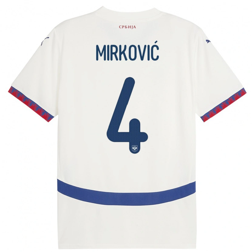 Danxen Dámské Srbsko Nemanja Mirković #4 Bílý Daleko Hráčské Dresy 24-26 Dres