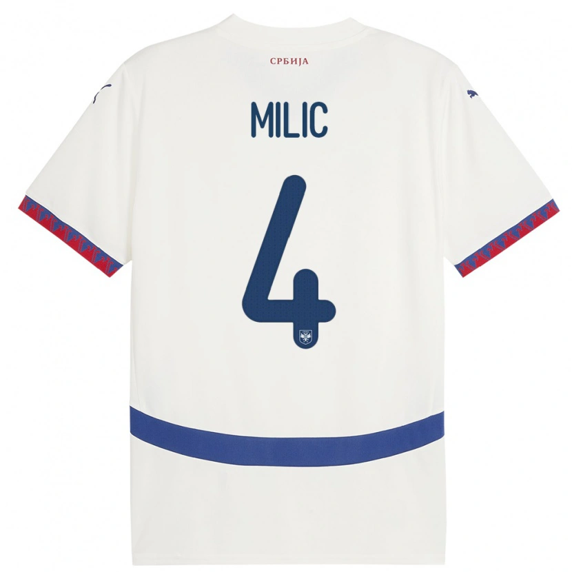 Danxen Dámské Srbsko Lazar Milic #4 Bílý Daleko Hráčské Dresy 24-26 Dres