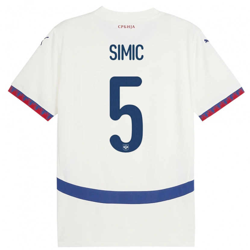 Danxen Dámské Srbsko Nikola Simic #5 Bílý Daleko Hráčské Dresy 24-26 Dres