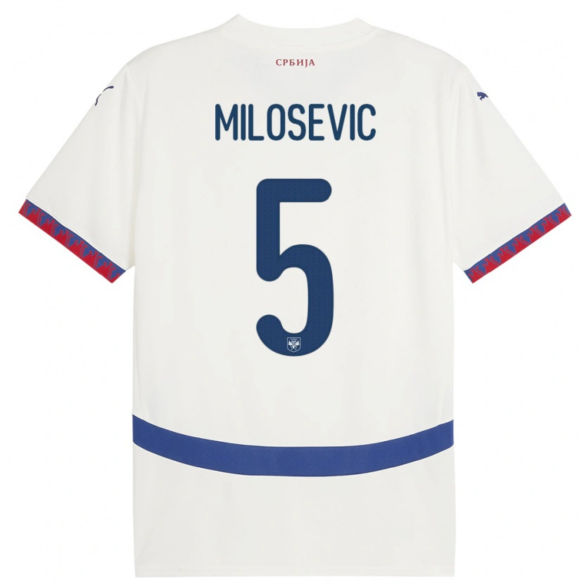 Danxen Dámské Srbsko Jovan Milosevic #5 Bílý Daleko Hráčské Dresy 24-26 Dres