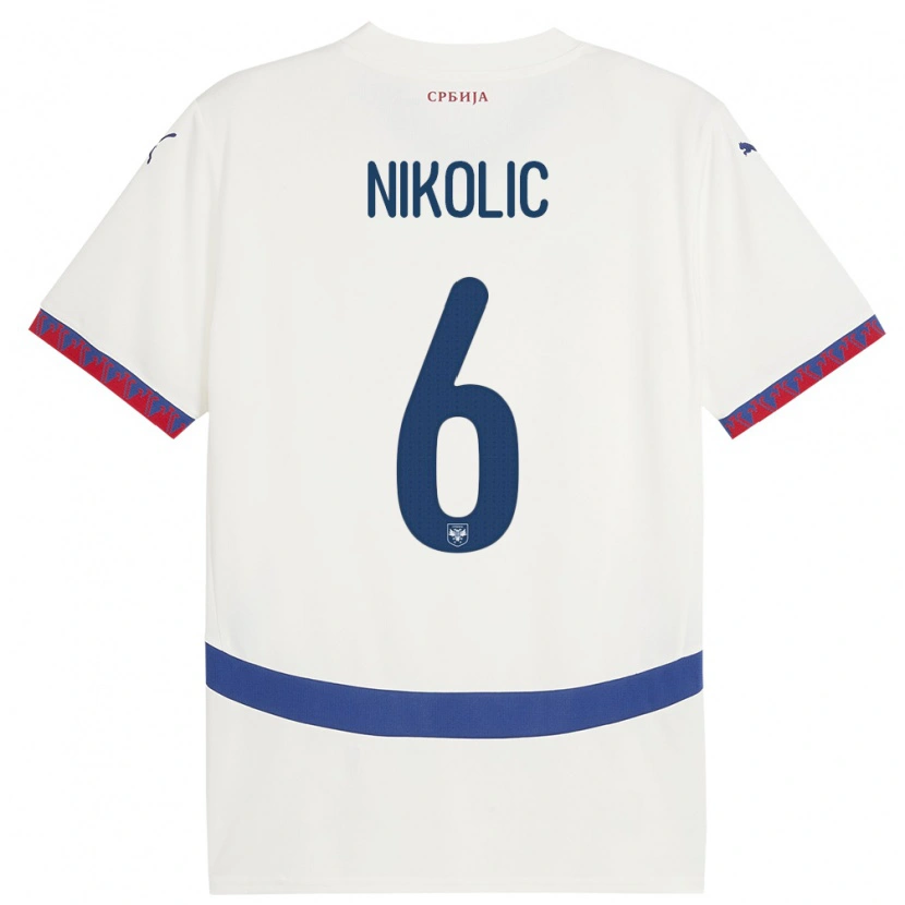 Danxen Dámské Srbsko Lazar Nikolic #6 Bílý Daleko Hráčské Dresy 24-26 Dres