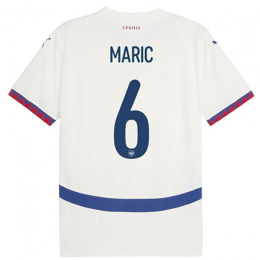 Danxen Dámské Srbsko Andrew Maric #6 Bílý Daleko Hráčské Dresy 24-26 Dres