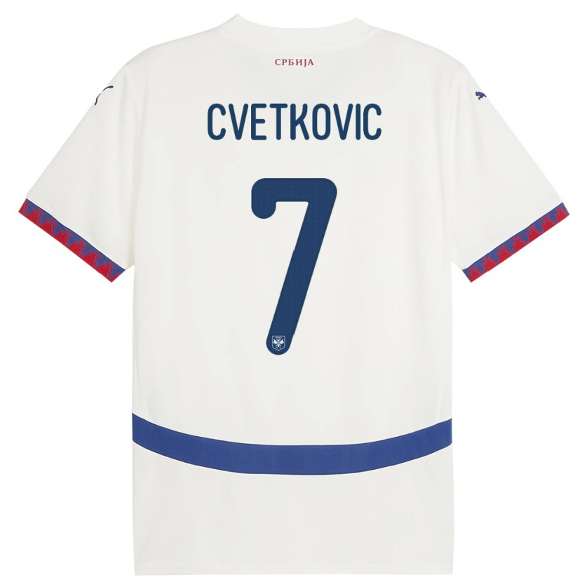 Danxen Dámské Srbsko Mihajlo Cvetkovic #7 Bílý Daleko Hráčské Dresy 24-26 Dres