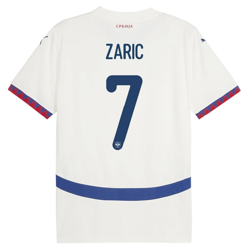 Danxen Dámské Srbsko Luka Zaric #7 Bílý Daleko Hráčské Dresy 24-26 Dres