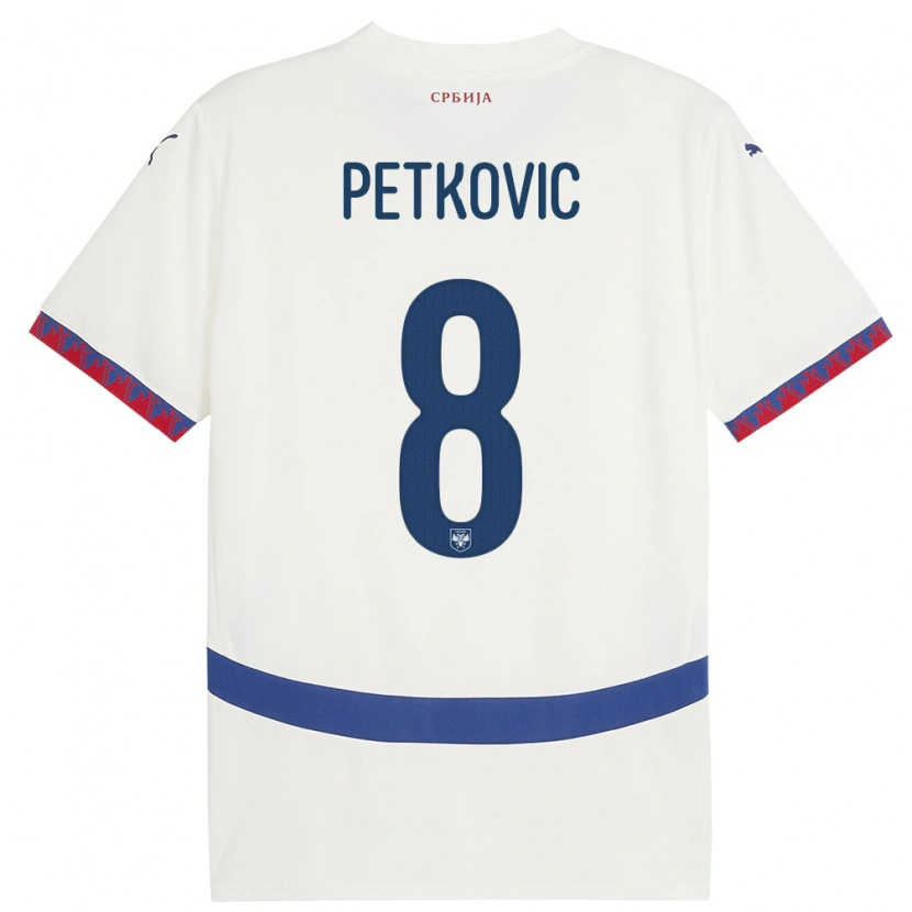 Danxen Dámské Srbsko Mihajlo Petkovic #8 Bílý Daleko Hráčské Dresy 24-26 Dres
