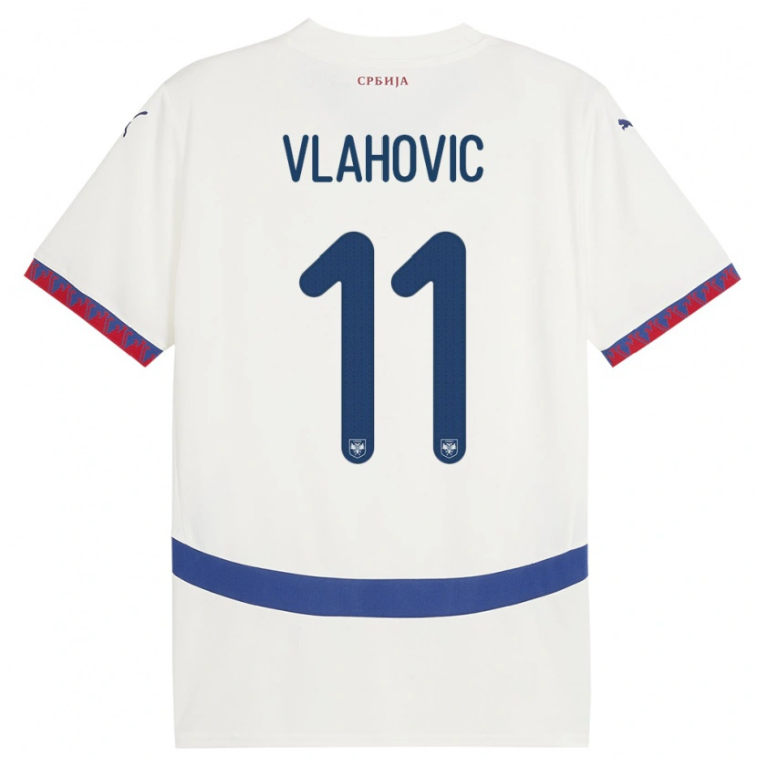 Danxen Dámské Srbsko Vanja Vlahovic #11 Bílý Daleko Hráčské Dresy 24-26 Dres