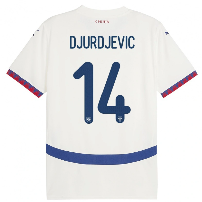 Danxen Dámské Srbsko Vukasin Djurdjevic #14 Bílý Daleko Hráčské Dresy 24-26 Dres