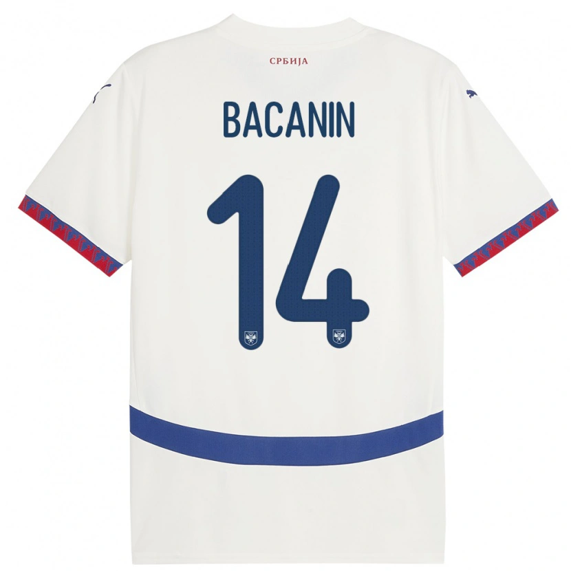 Danxen Dámské Srbsko Andrej Bacanin #14 Bílý Daleko Hráčské Dresy 24-26 Dres