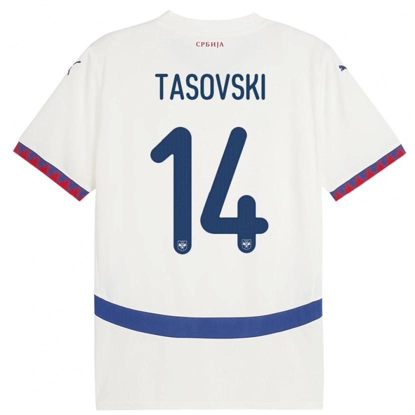 Danxen Dámské Srbsko Vasil Tasovski #14 Bílý Daleko Hráčské Dresy 24-26 Dres