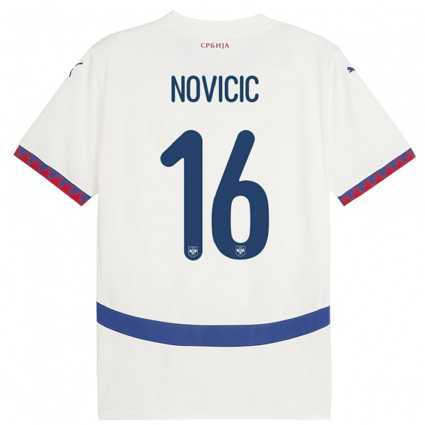 Danxen Dámské Srbsko Vasilije Novicic #16 Bílý Daleko Hráčské Dresy 24-26 Dres