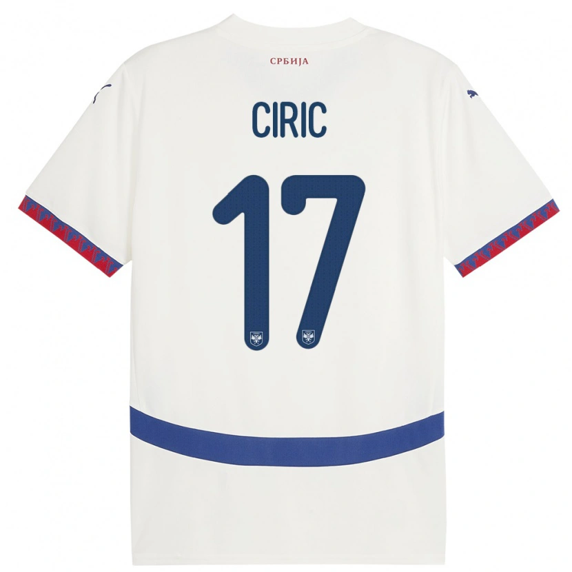 Danxen Dámské Srbsko Jovan Ciric #17 Bílý Daleko Hráčské Dresy 24-26 Dres