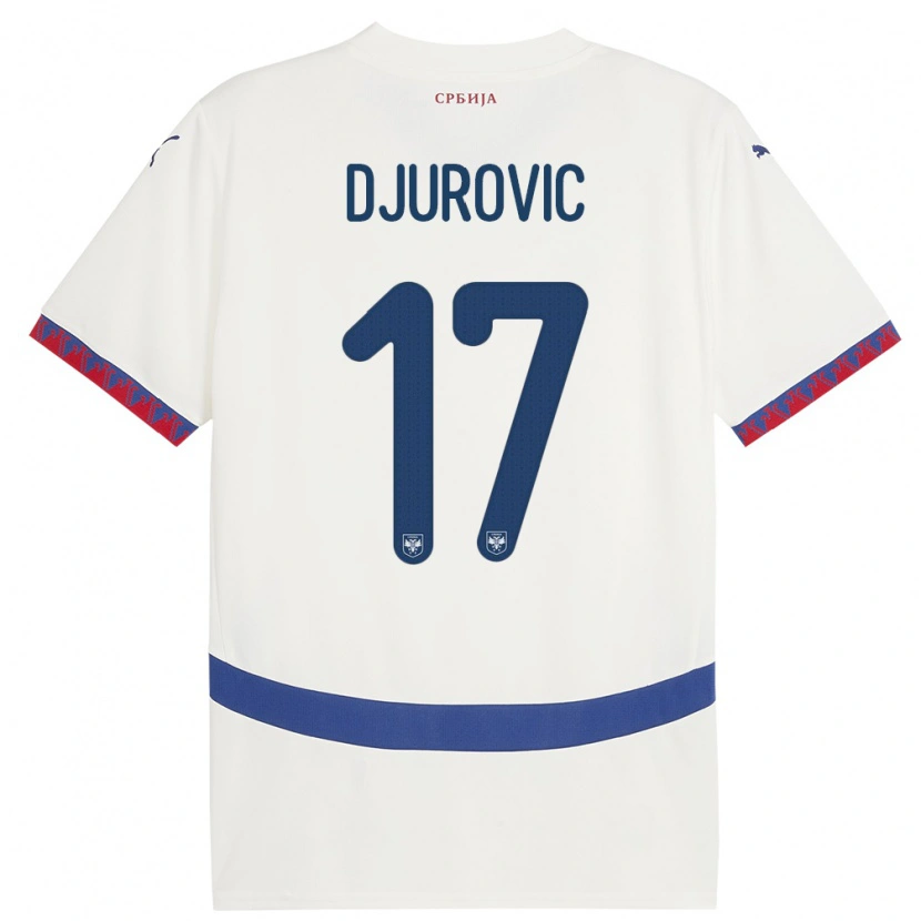Danxen Dámské Srbsko Stefan Djurovic #17 Bílý Daleko Hráčské Dresy 24-26 Dres