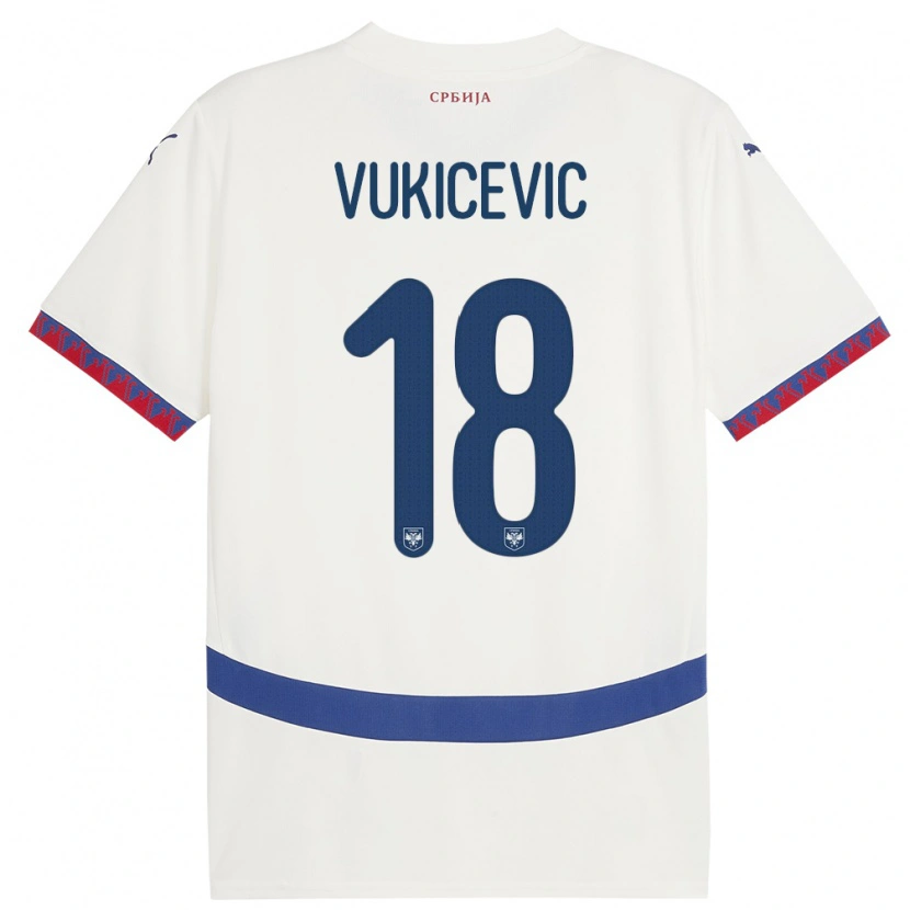 Danxen Dámské Srbsko Aleksej Vukicevic #18 Bílý Daleko Hráčské Dresy 24-26 Dres
