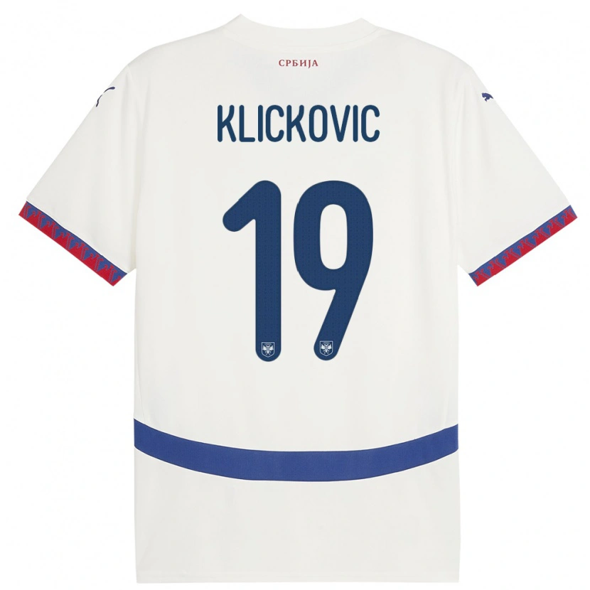 Danxen Dámské Srbsko Maksim Klickovic #19 Bílý Daleko Hráčské Dresy 24-26 Dres