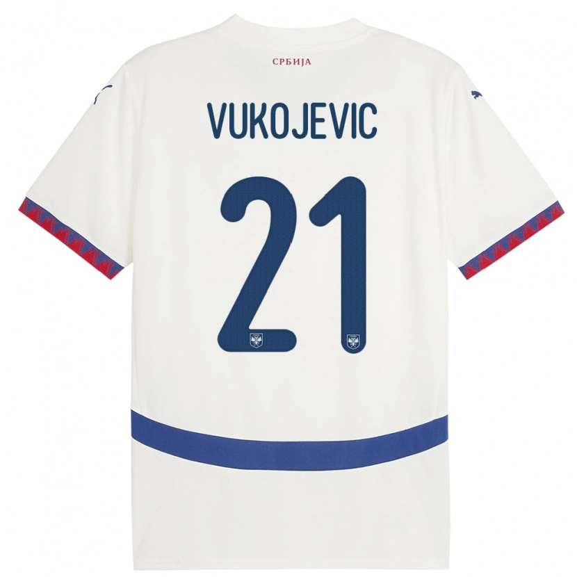 Danxen Dámské Srbsko Veljko Vukojevic #21 Bílý Daleko Hráčské Dresy 24-26 Dres