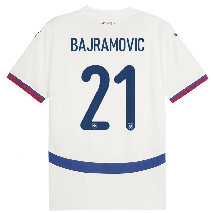 Danxen Dámské Srbsko Eldin Bajramovic #21 Bílý Daleko Hráčské Dresy 24-26 Dres