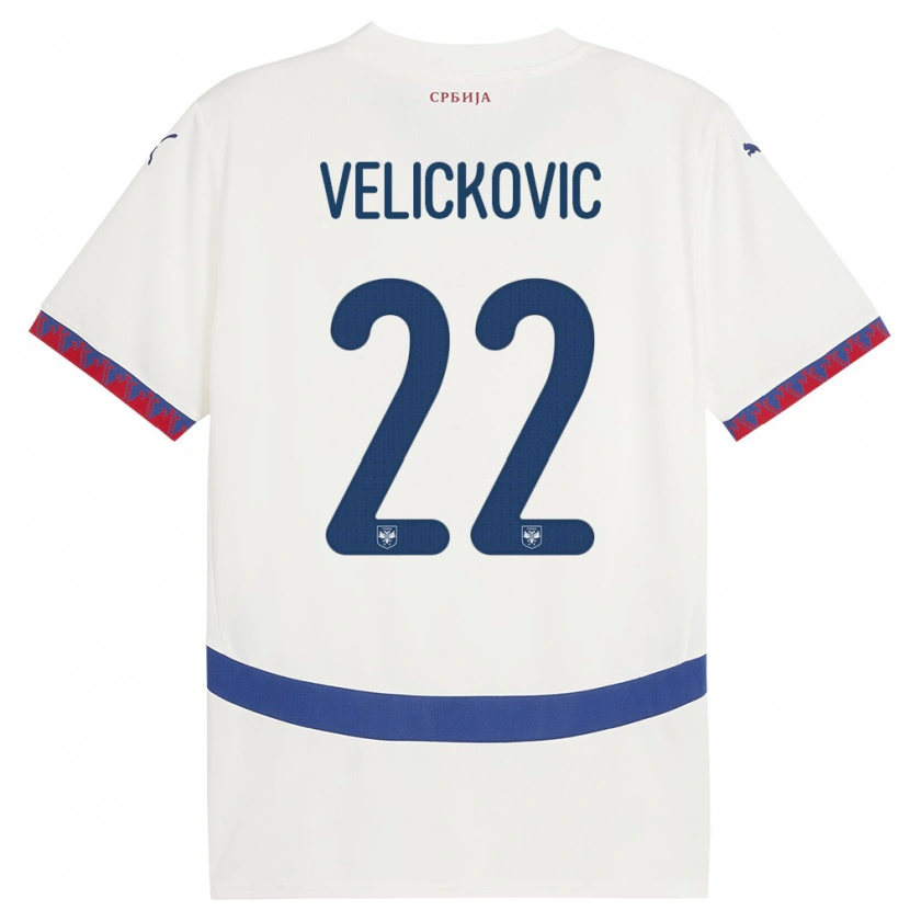 Danxen Dámské Srbsko Marko Velickovic #22 Bílý Daleko Hráčské Dresy 24-26 Dres