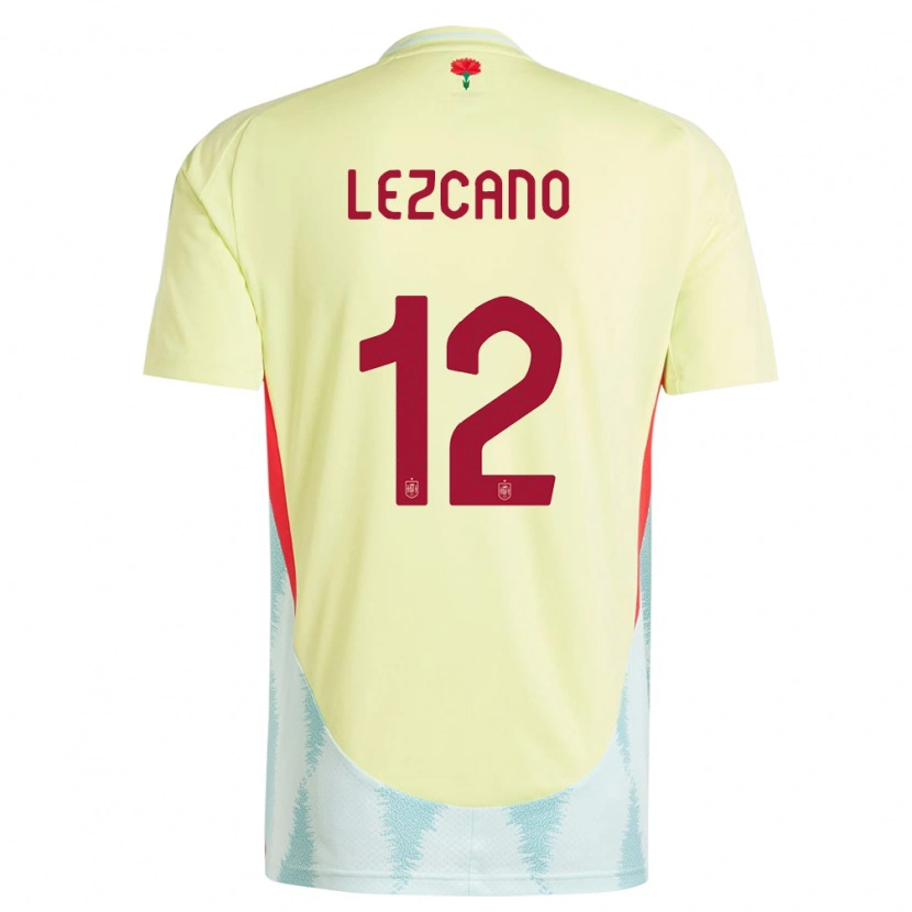 Danxen Dámské Španělsko Álvaro Lezcano #12 Žlutá Daleko Hráčské Dresy 24-26 Dres