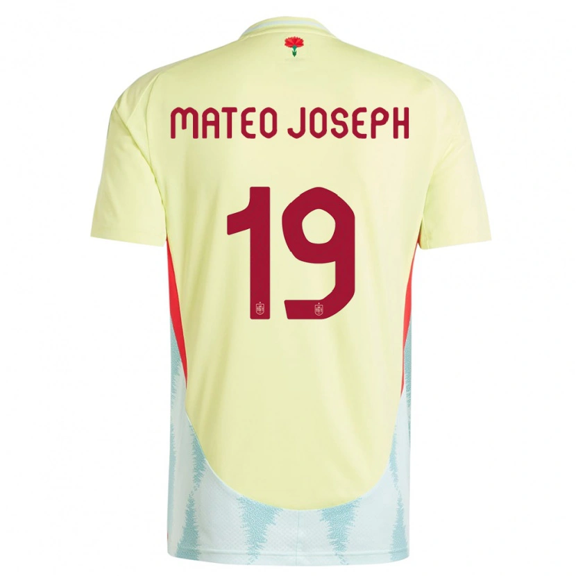 Danxen Dámské Španělsko Mateo Joseph #19 Žlutá Daleko Hráčské Dresy 24-26 Dres