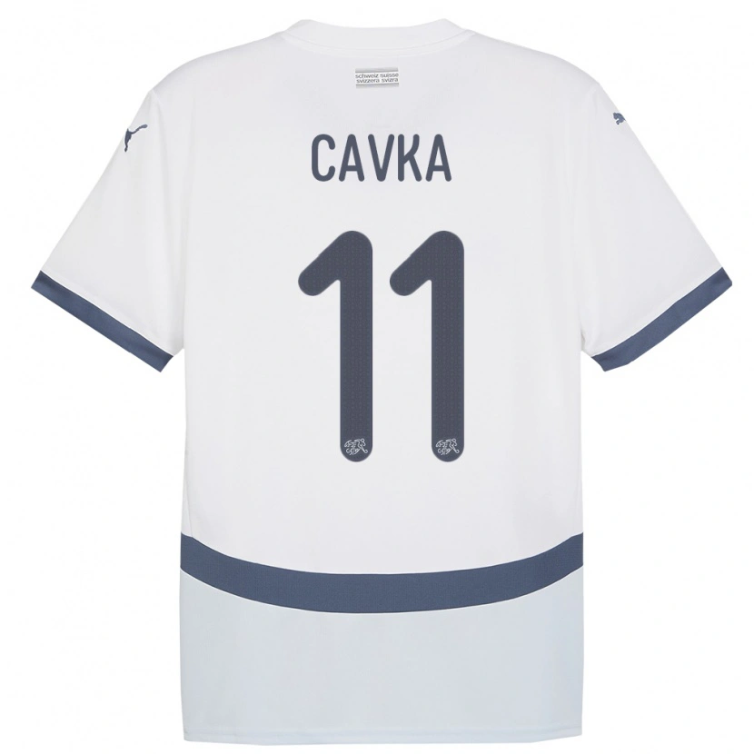 Danxen Dámské Švýcarsko Niko Cavka #11 Bílý Daleko Hráčské Dresy 24-26 Dres