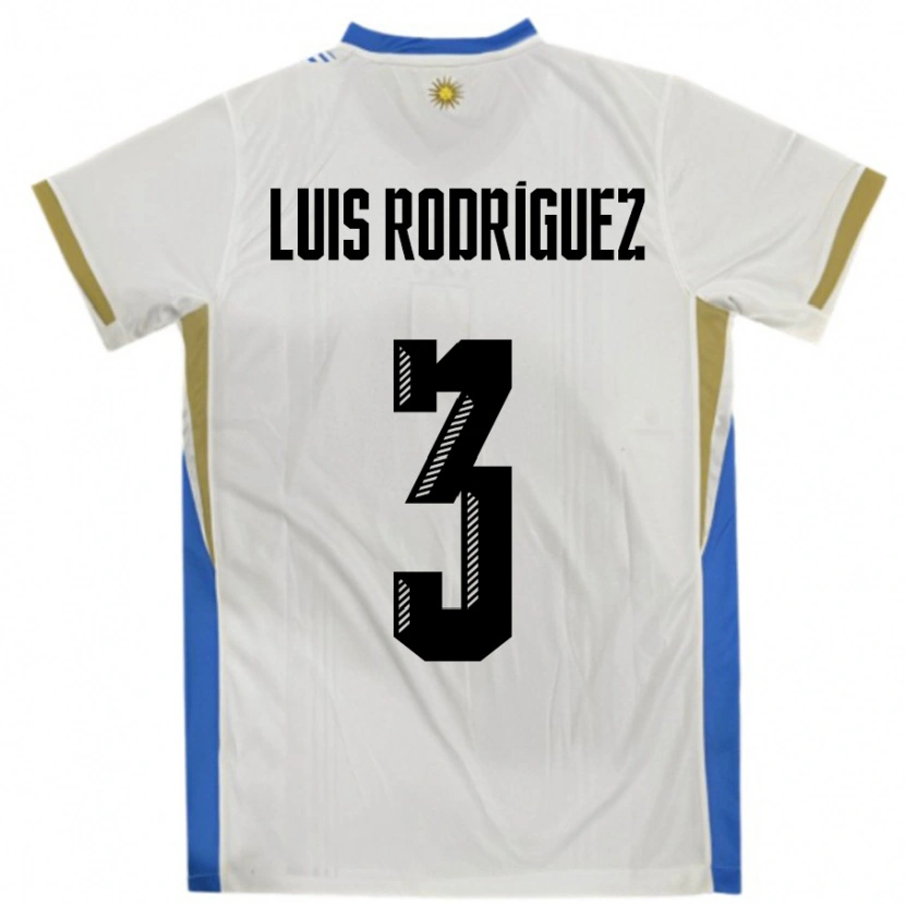 Danxen Dámské Uruguay José Luis Rodríguez #3 Bílá Modrá Daleko Hráčské Dresy 24-26 Dres