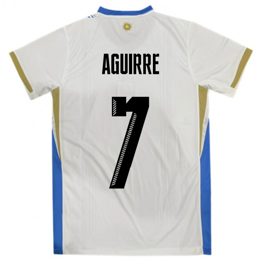 Danxen Dámské Uruguay Rodrigo Aguirre #7 Bílá Modrá Daleko Hráčské Dresy 24-26 Dres