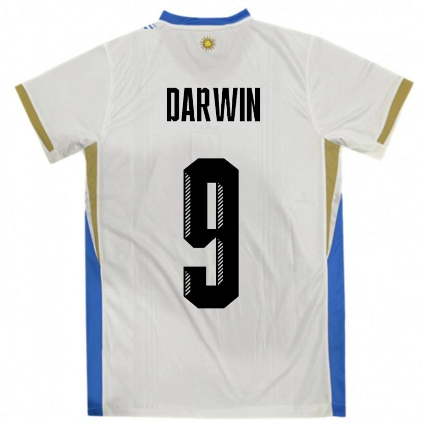 Danxen Dámské Uruguay Darwin Núñez #9 Bílá Modrá Daleko Hráčské Dresy 24-26 Dres