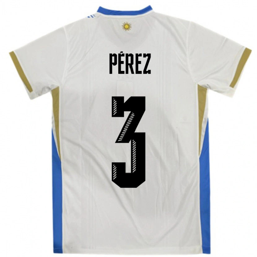 Danxen Dámské Uruguay Nicolás Pérez #3 Bílá Modrá Daleko Hráčské Dresy 24-26 Dres