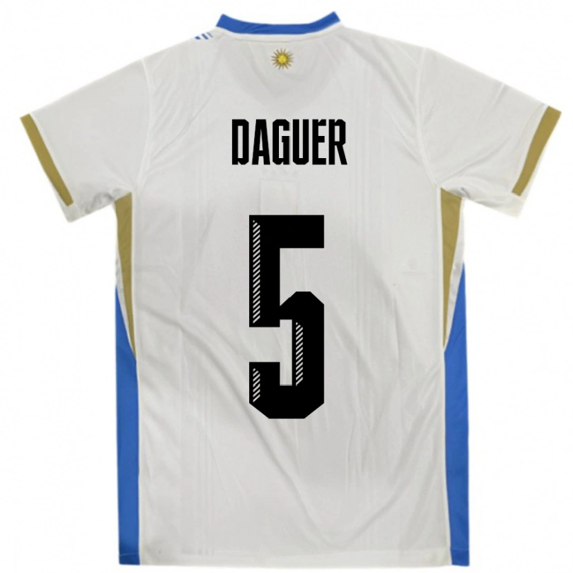 Danxen Dámské Uruguay Julio Daguer #5 Bílá Modrá Daleko Hráčské Dresy 24-26 Dres