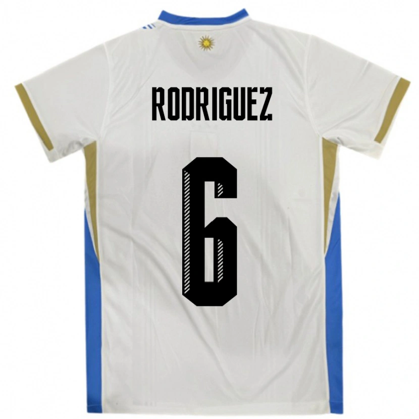 Danxen Dámské Uruguay Valentín Rodríguez #6 Bílá Modrá Daleko Hráčské Dresy 24-26 Dres