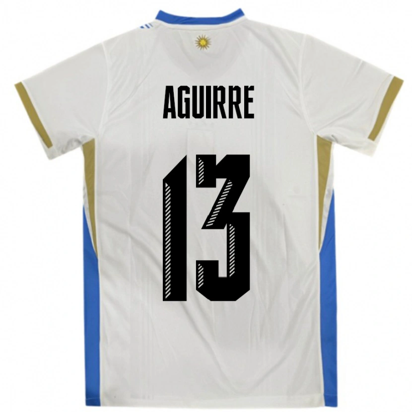 Danxen Dámské Uruguay Joaquin Aguirre #13 Bílá Modrá Daleko Hráčské Dresy 24-26 Dres