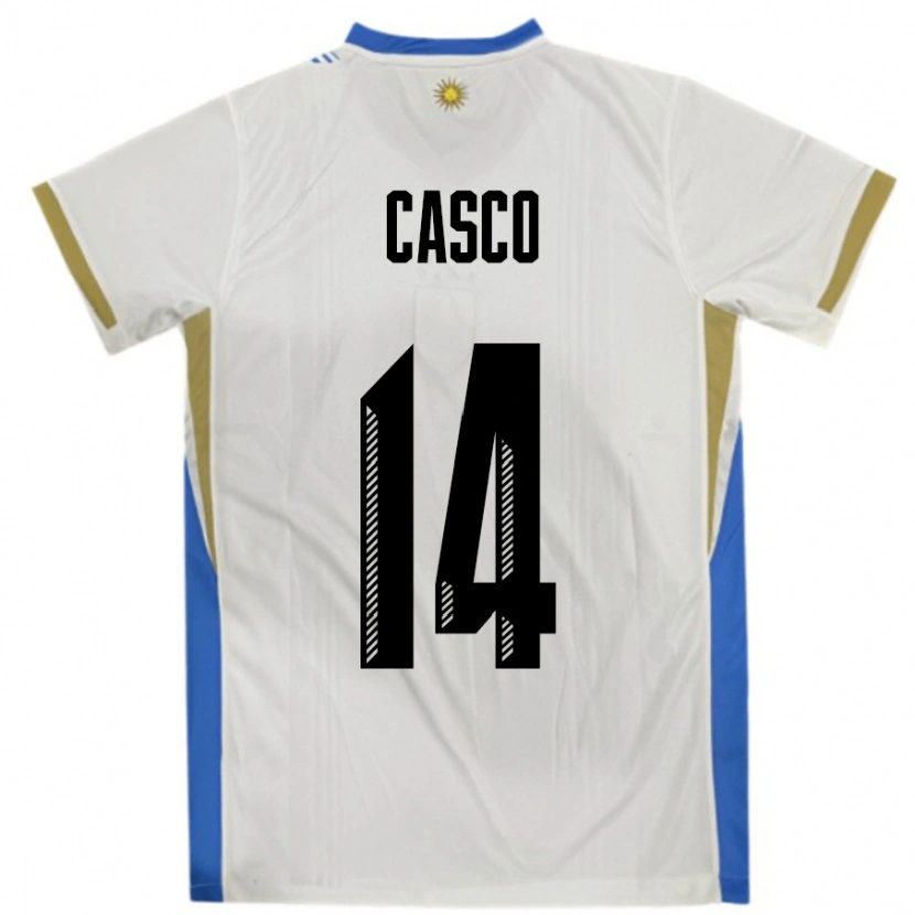 Danxen Dámské Uruguay Maximiliano Casco #14 Bílá Modrá Daleko Hráčské Dresy 24-26 Dres