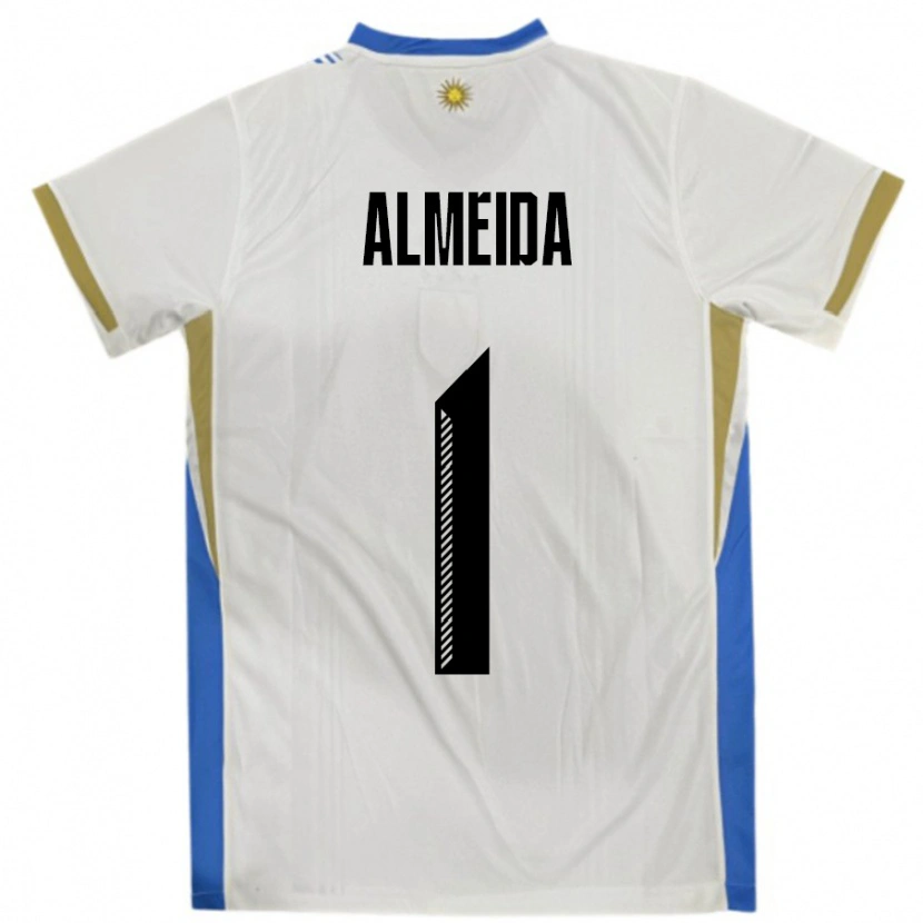 Danxen Dámské Uruguay Martin Almeida #1 Bílá Modrá Daleko Hráčské Dresy 24-26 Dres