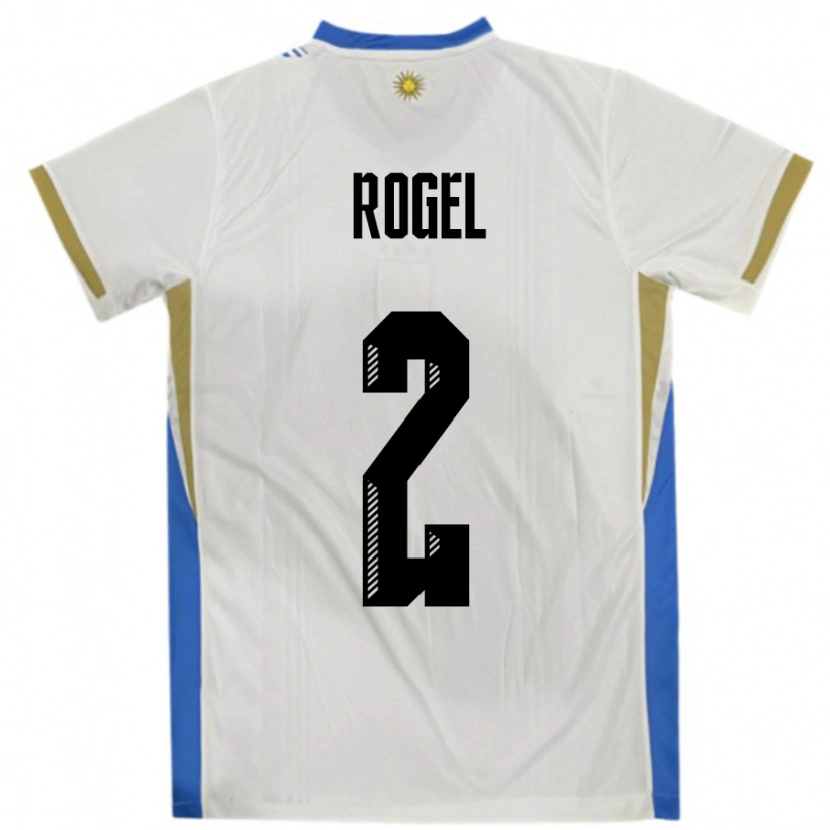 Danxen Dámské Uruguay Agustin Rogel #2 Bílá Modrá Daleko Hráčské Dresy 24-26 Dres