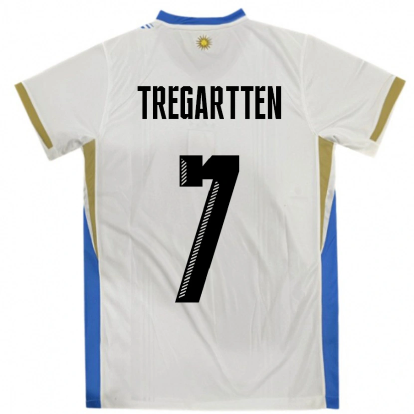Danxen Dámské Uruguay Stephanie Tregartten #7 Bílá Modrá Daleko Hráčské Dresy 24-26 Dres