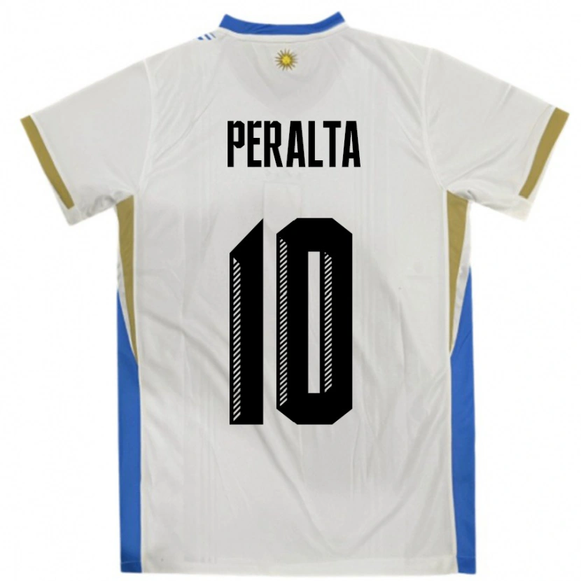 Danxen Dámské Uruguay Mateo Peralta #10 Bílá Modrá Daleko Hráčské Dresy 24-26 Dres