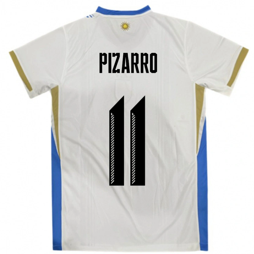 Danxen Dámské Uruguay Esperanza Pizarro #11 Bílá Modrá Daleko Hráčské Dresy 24-26 Dres