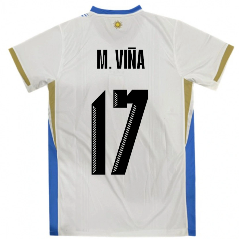 Danxen Dámské Uruguay Matias Vina #17 Bílá Modrá Daleko Hráčské Dresy 24-26 Dres