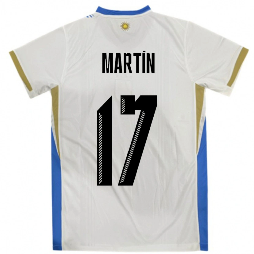 Danxen Dámské Uruguay Juan Martin #17 Bílá Modrá Daleko Hráčské Dresy 24-26 Dres