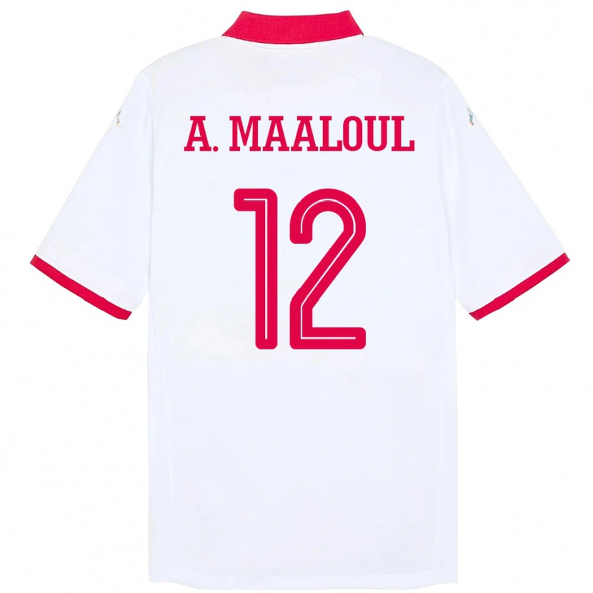 Danxen Dámské Tunisko Ali Maaloul #12 Bílý Daleko Hráčské Dresy 24-26 Dres