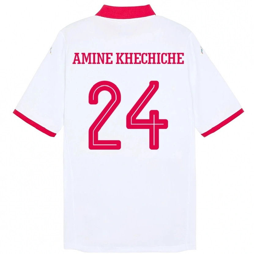 Danxen Dámské Tunisko Mohamed Amine Khechiche #24 Bílý Daleko Hráčské Dresy 24-26 Dres