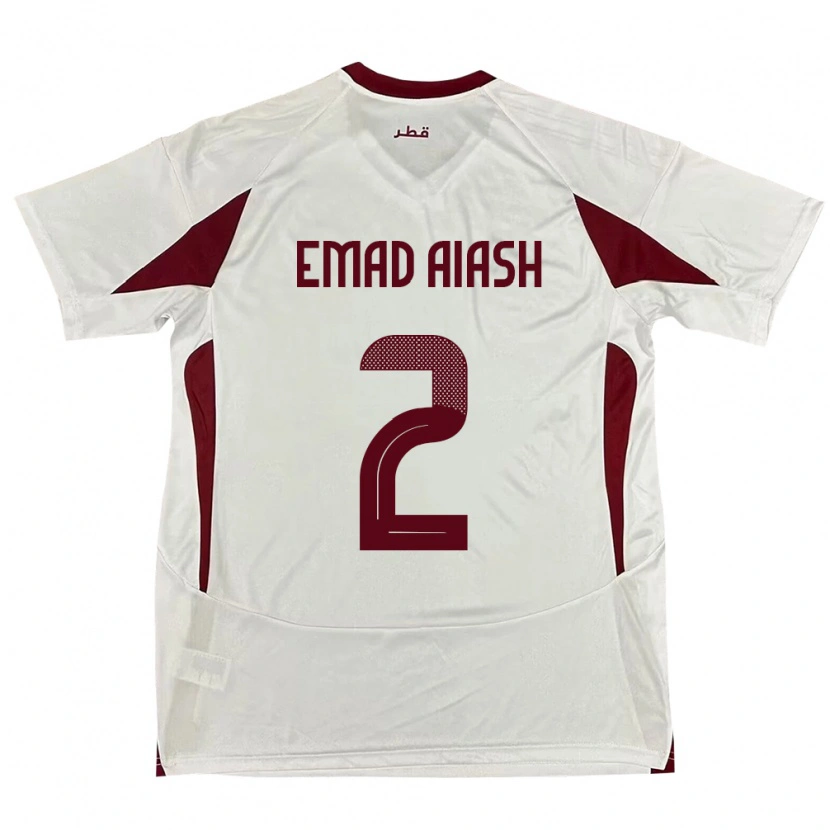 Danxen Dámské Katar Mohamed Emad Aiash #2 Bílý Daleko Hráčské Dresy 24-26 Dres